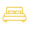 Icono dorado que representa una cama o dormitorio. Se utiliza para indicar el número de habitaciones en los apartamentos exclusivos en La Estrella, Antioquia.